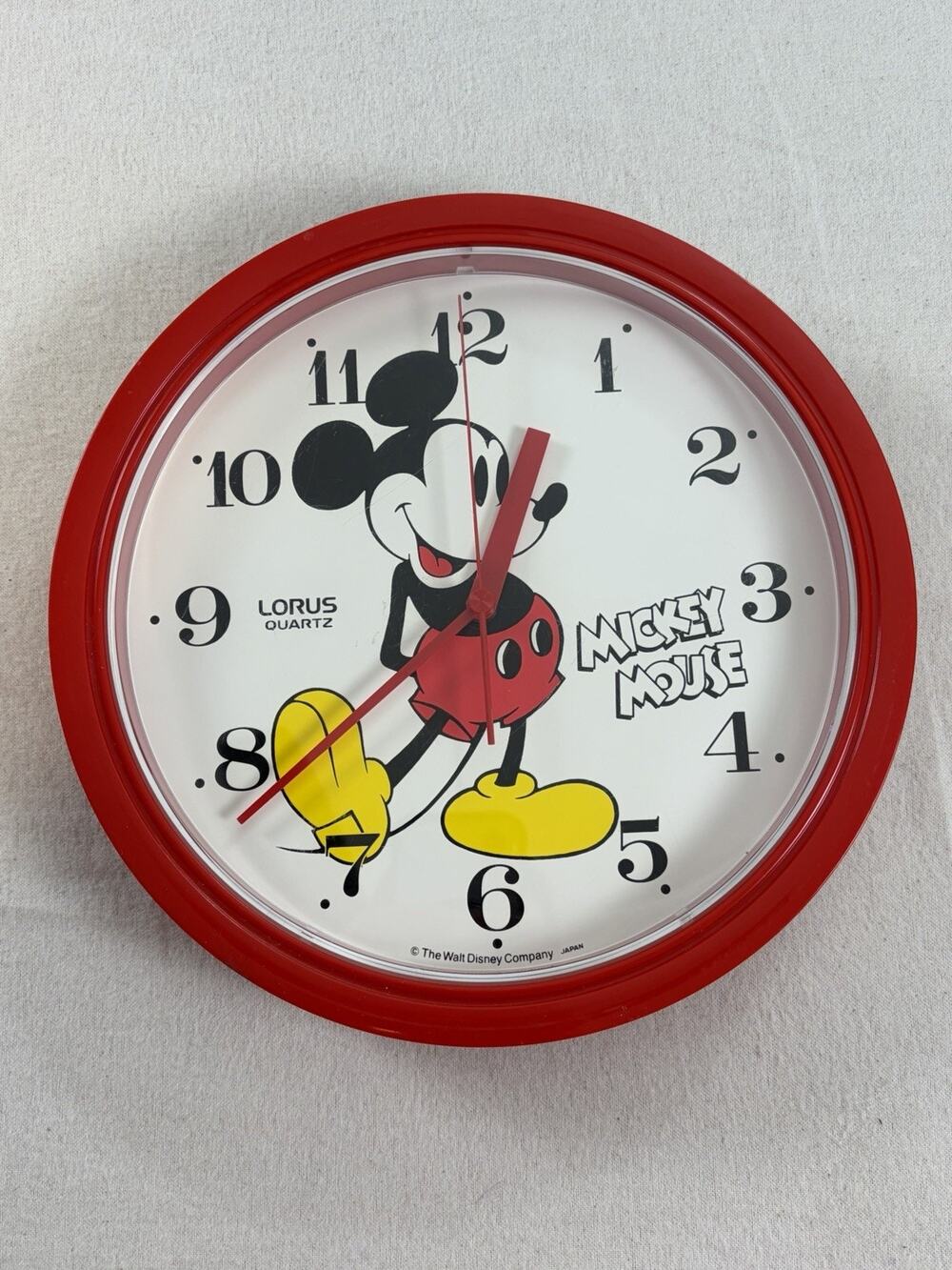 VTG Lorus Mickey Mouse Wall Clock Red 8” Japan Works